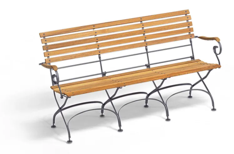 Gartenbank Weish�upl Classic Biergartenbank 3er Bank mit Armlehne Teakholzbank